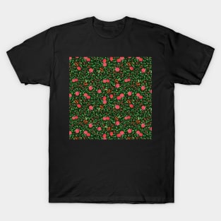 Pomegranates on Forest Green Background by MarcyBrennanArt T-Shirt